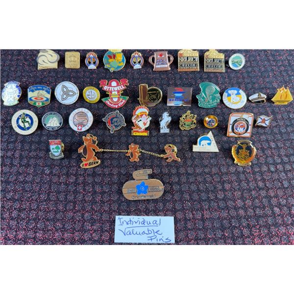 Curling And Travel Pins Collection, 30+ Pieces