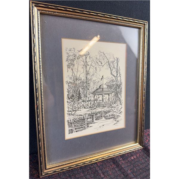 LBJ Jenson Pen and Ink Drawing The Public Gardens 1867