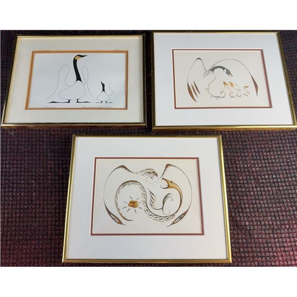 Three Framed 12x9 Inch Bird-Themed Prints