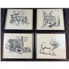 Image 1 : Four Wildlife Prints by Sattiel, Ink on Paper, Framed