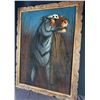 Image 2 : Velvet Tiger Painting Signed O'Conner with Wood Carved Frame