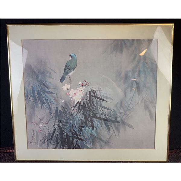 David Lee '78 Framed Art Print with Bird and Floral Motif
