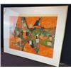 Image 1 : R. Poulin Abstract Mixed Media Artwork, Framed