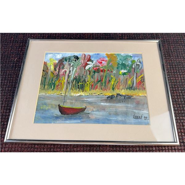 Framed Essel Painting, 1996, Signed, Acrylic on Paper