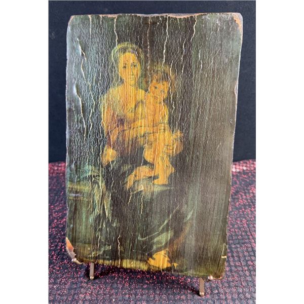 Religious Icon Painting on Wood with Easel