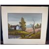 Image 1 : Framed Signed Landscape Oil Painting With Barn