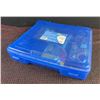 Image 1 : 3 Abstract Painted Wood Panels in Blue Plastic Case