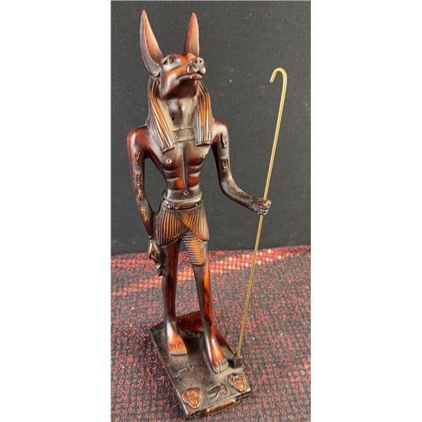 Egyptian Anubis Figure with Detachable Staff, Resin