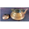 Image 3 : Brass Crucifix and Copper Teapot with Bowl, Marked