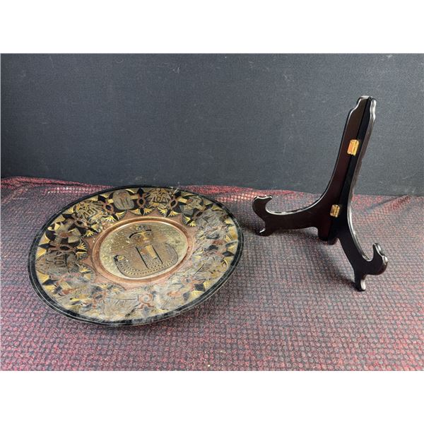 Hosny Gomaa Handcrafted Egyptian Brass Plate with Stand