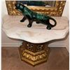 Image 3 : Wall Mirror with Gold Frame and Marble-Top Stand