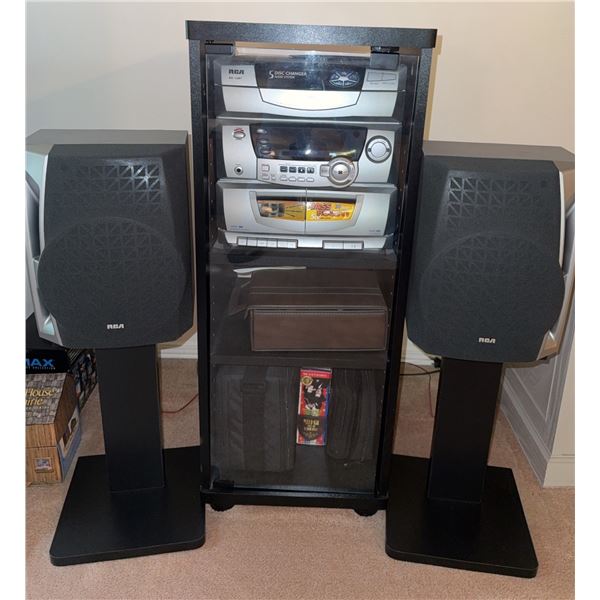 RCA RS1287 5-Disc CD Stereo System with Speakers and Stands