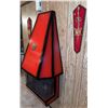 Image 2 : Wall-Mounted Red Metal Fireplace with Decorative Crest and Matching Sword Plaques