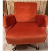 Image 1 : Upholstered Orange Velvet Armchair with Button Tufting