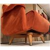 Image 5 : Upholstered Orange Velvet Armchair with Button Tufting