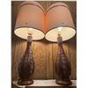 Image 2 : Embossed Ceramic Table Lamps with Tan Shades