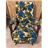 Image 2 : Upholstered Recliner Chair with Blue and Yellow Floral Pattern