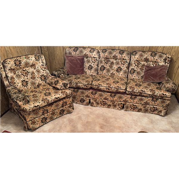 Floral Upholstered Sofa and Armchair Set with Scotchgard Fabric