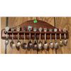 Image 5 : 36 Decorative Souvenir Spoons with Wall Racks and Framed Print