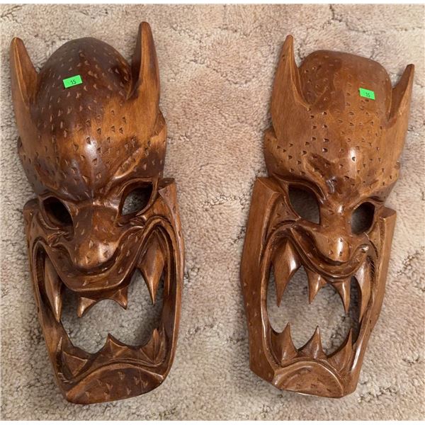 Hand-Carved Wooden Demon Masks
