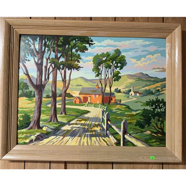 Framed Paint by Numbers Rural Landscape Painting