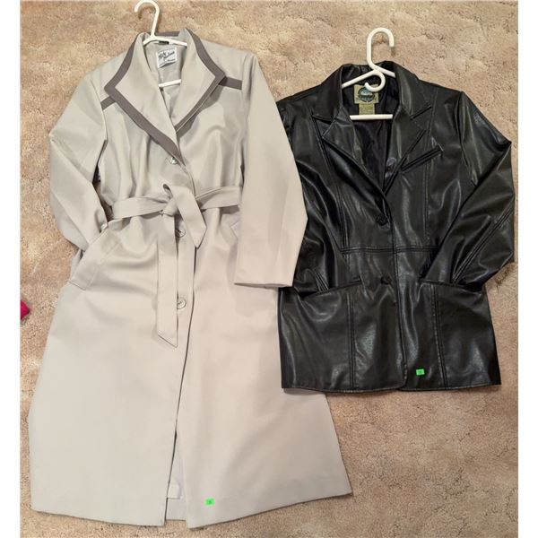 Weather Spirits Faux Leather Jacket and Misty Harbour Belted Trench Coat