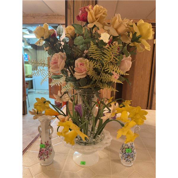 Artificial Floral Arrangements with Decorative Vases