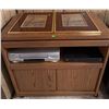 Image 1 : Panasonic VHS Player, LG DVD Player, Wood Cabinet and Framed Prints
