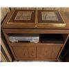 Image 2 : Panasonic VHS Player, LG DVD Player, Wood Cabinet and Framed Prints
