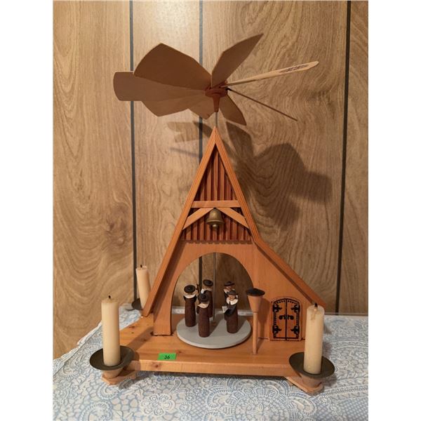 Wooden Christmas Pyramid Candle Carousel with Choir Figures