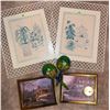 Image 1 : Framed Artwork and Painted Maracas Lot