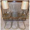 Image 1 : Three Brass and Glass Side Tables with Two Table Lamps