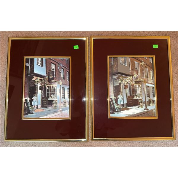Framed Street Scene Prints with Double Mats