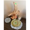 Image 1 : Decor Lot: Ceramic Eagle, Glass Plates, Votive Holder