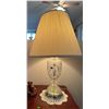 Image 4 : Table Lamp with Cut Glass Base, Wood Side Table and Vinyl Bench