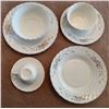 Image 1 : Floral Pattern Porcelain Dinnerware Set with Pig Figurines, 41 Pieces