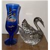 Image 4 : Decorative Tableware Including Blue Glass, Jasperware, and Crystal Swan