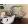 Image 1 : Ceramic Pitcher with Leaf Detail and Bird-Shaped Porcelain Candle Holder