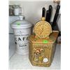 Image 1 : Ceramic Café Canister, Cookie Jar and Knife Block Set