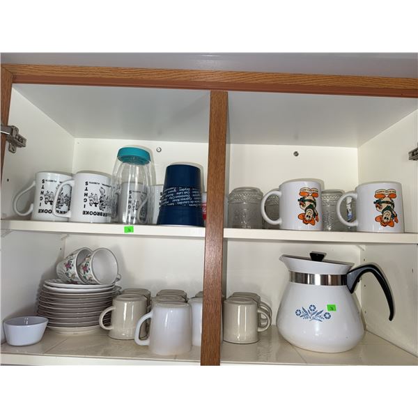 Mugs, Glassware and Corning Ware Teapot