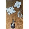 Image 2 : Costume Jewellery Lot: Bracelet, Two Earrings Sets, Engraved Pendant Necklace