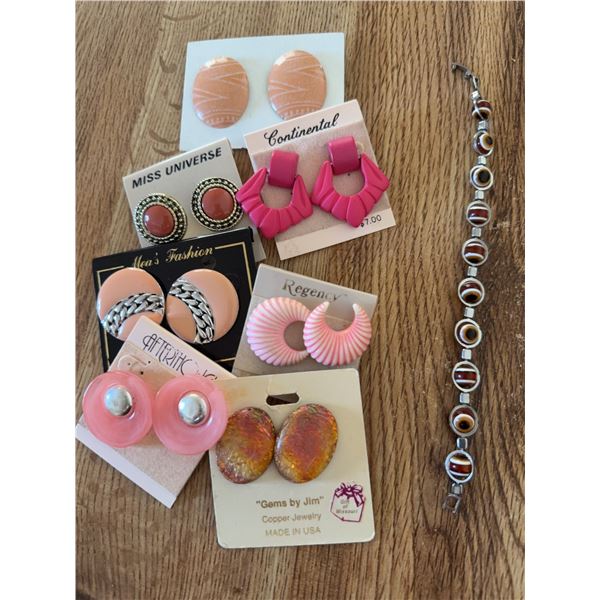 Clip-On Earrings and Beaded Bracelet Lot