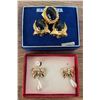 Image 1 :  3 beautiful Gold Toned and Black Cabochon Scarf Holders With Pair of Simply Sweet Earrings