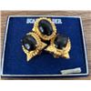 Image 3 :  3 beautiful Gold Toned and Black Cabochon Scarf Holders With Pair of Simply Sweet Earrings