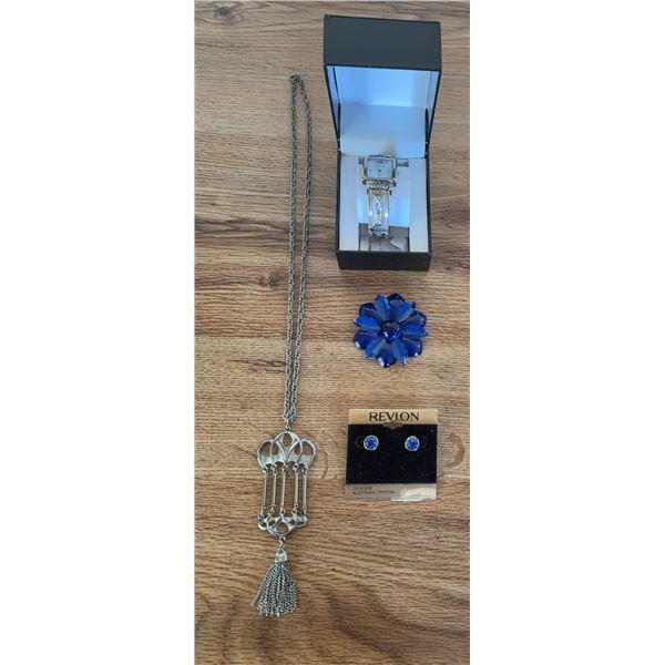 Costume Jewellery Lot with Watch, Necklace, Brooch and Earrings