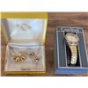Image 1 : Continental Cultured Pearl Brooch and Earring Set with Cardinal Watch