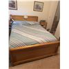 Image 2 : Wood Double Bed Frame and Nightstand Set