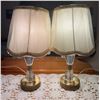 Image 1 : Table Lamps with Brass Bases and Fabric Shades