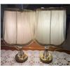 Image 3 : Table Lamps with Brass Bases and Fabric Shades