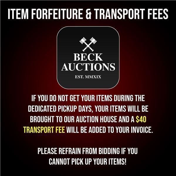 Item Forfeiture & Transport, Shipping, Delivery Fees & Conditions